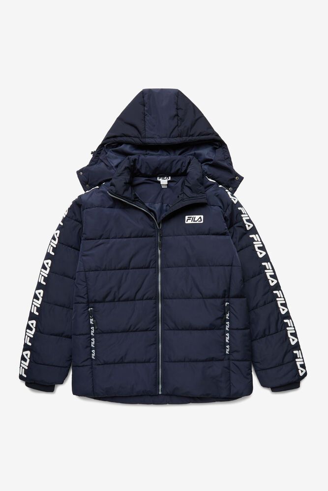 Fila Pace Puffer Jacket Navy - Mens - 65708YBTC